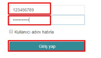 4) Açılan pencerede (Şekil-3) Kullanıcı adınızı (öğrenci numarası) ve Şifrenizi yazarak Giriş Yap düğmesine tıklayınız.