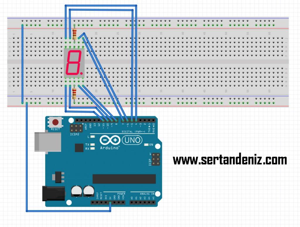 8 pin ile 8 kısmı kontrol ederken ortak kısımlar ile dörder pinin çıkışını sağlayabiliyoruz.