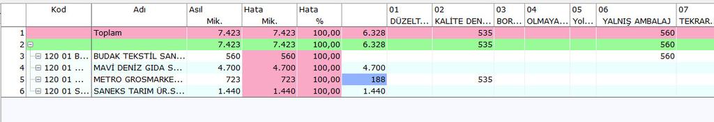 KULLANIM EKRANI İade Durum Analizi Müşteri (Veya Stok) bazında