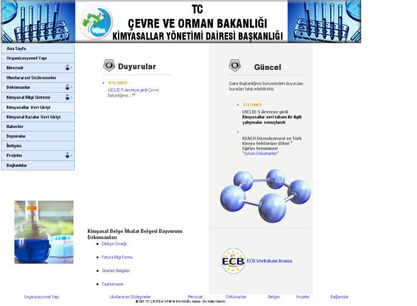 E- bildirim Sistemi www.kimyasallar.