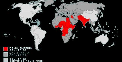 DÜNYADA DURUM- 2000 Polio endemik ülkeler Endemik olmayan ülkeler Poliosuz