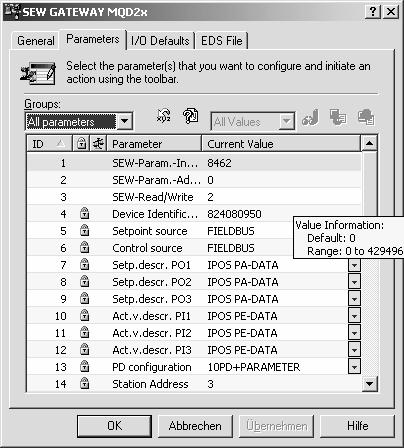 51506AXX RSNetWorx ile parametre ayarı Ağ yöneticisi RSNetWorx ile bağlı olan cihazlar taranabilir.