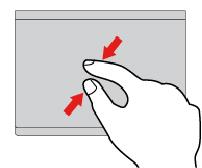 İki parmakla uzaklaştırma İki parmağınızı izleme paneline koyun ve uzaklaştırmak için parmaklarınızı birbirine doğru hareket ettirin.