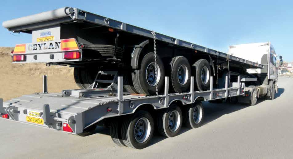 3 DİNGİL 12 LASTİK SEMİTREYLER (YÜKSEK DORSE) 3 AXLES 12 TIRES FLAT HIGH BED TRAILER Dingil Sayısı : 3 Adet Lastik Sayısı : 12