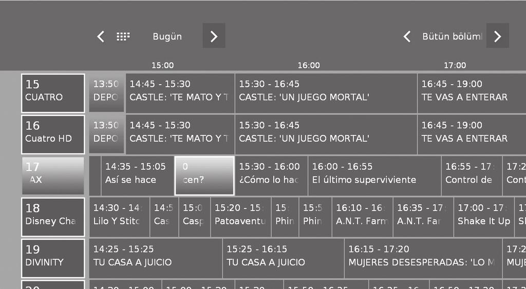 TV izleme EPG EPG ekranda görüntülenen bir program listesidir.