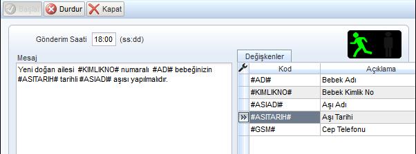 Sayfa No : 15 / 35 Mesajların gönderilmesi için bir gönderim saati belirlenir.