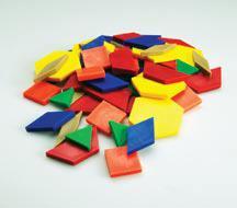 LER0134 Plastic Pattern Blocks, 0.5 cm, set of 250 6 farklı geometrik şekil ve 6 renkte örüntü bloğu (sarı altıgen, turuncu kare, yesil üçgen, kırmızı yamuk, mavi paralelkenar ve ten rengi rhombus).