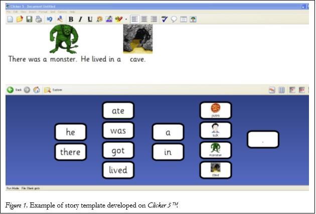 47 Şekil 2. Clicker 5 tm üzerinde geliştirilen hikaye şablonu örneği.
