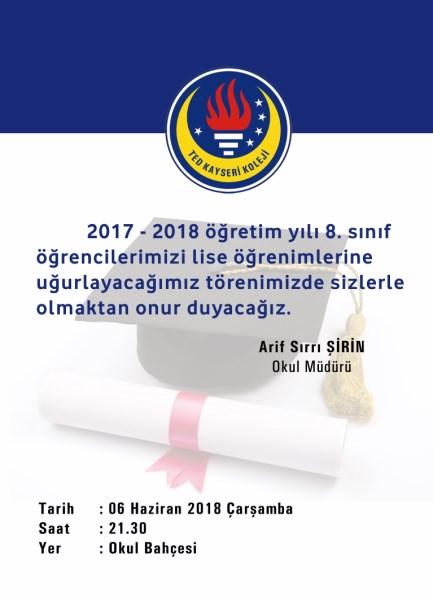 ORTAK SINAV PROGRAMI DUYURUSU TED KAYSERİ KOLEJİ ÖZEL LİSESİ 2017-2018