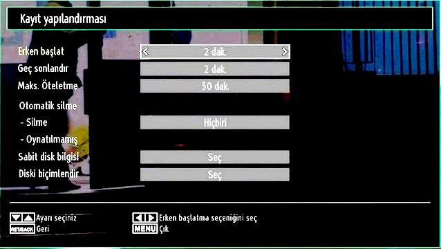 Bir Zamanlayıcıyı Düzenleme veya tuşuna basarak düzenlemek istediğiniz zamanlayıcıyı seçiniz. YEŞİL tuşa basınız. Zamanlayıcı Düzenleme menüsü ekranı görüntülenecektir.