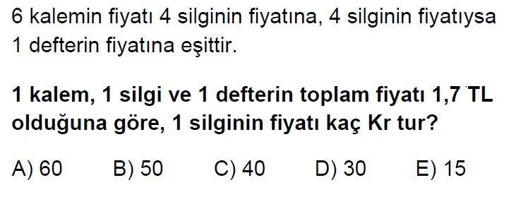 A) 270 B) 360 C) 480 D) 540 E) 720 Soru-18 Serdar Bey in maaşına 2012 yılının 2. ve 8.