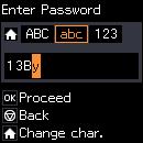 Yazıcı Temel Bilgileri 4. İmleci taşımak için r düğmesine bir kez basın ve sonra karakter türünü ABC olarak değiştirmek için düğmesine basın. B yi seçmek için u düğmesine iki kez basın.
