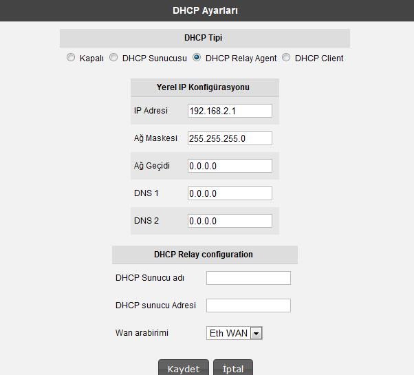 Cihazınızın DHCP sunucu özelliği, varsayılan olarak etkin gelir. Bu kısımda, cihazınıza bağlı olan istemcilere dağıtılacak IP adreslerinin aralığını ve kiralama sürelerini tanımlayabilirsiniz.
