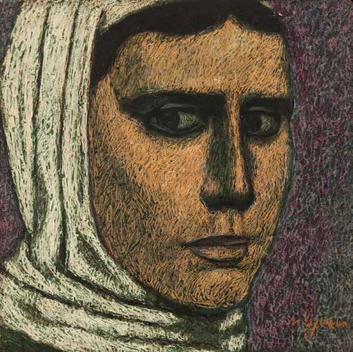 000 Euro 126 Nuri İyem (1915-2005) Portre ahşap üzeri yağlıboya imzalı, 30 x 30 cm.