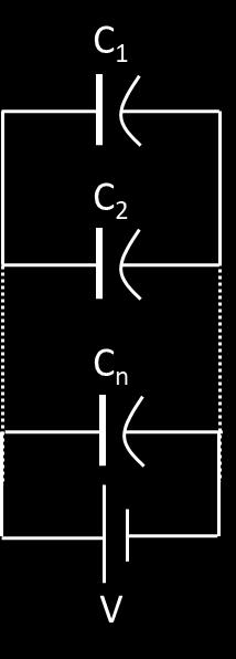 Şekil 2. Kondansatörlerin seri bağlanması Seri bağlı durumda, her bir kondansatör üzerinden aynı akım geçecek dolayısıyla aynı yük miktarı kondansatörlerde depolanacaktır.