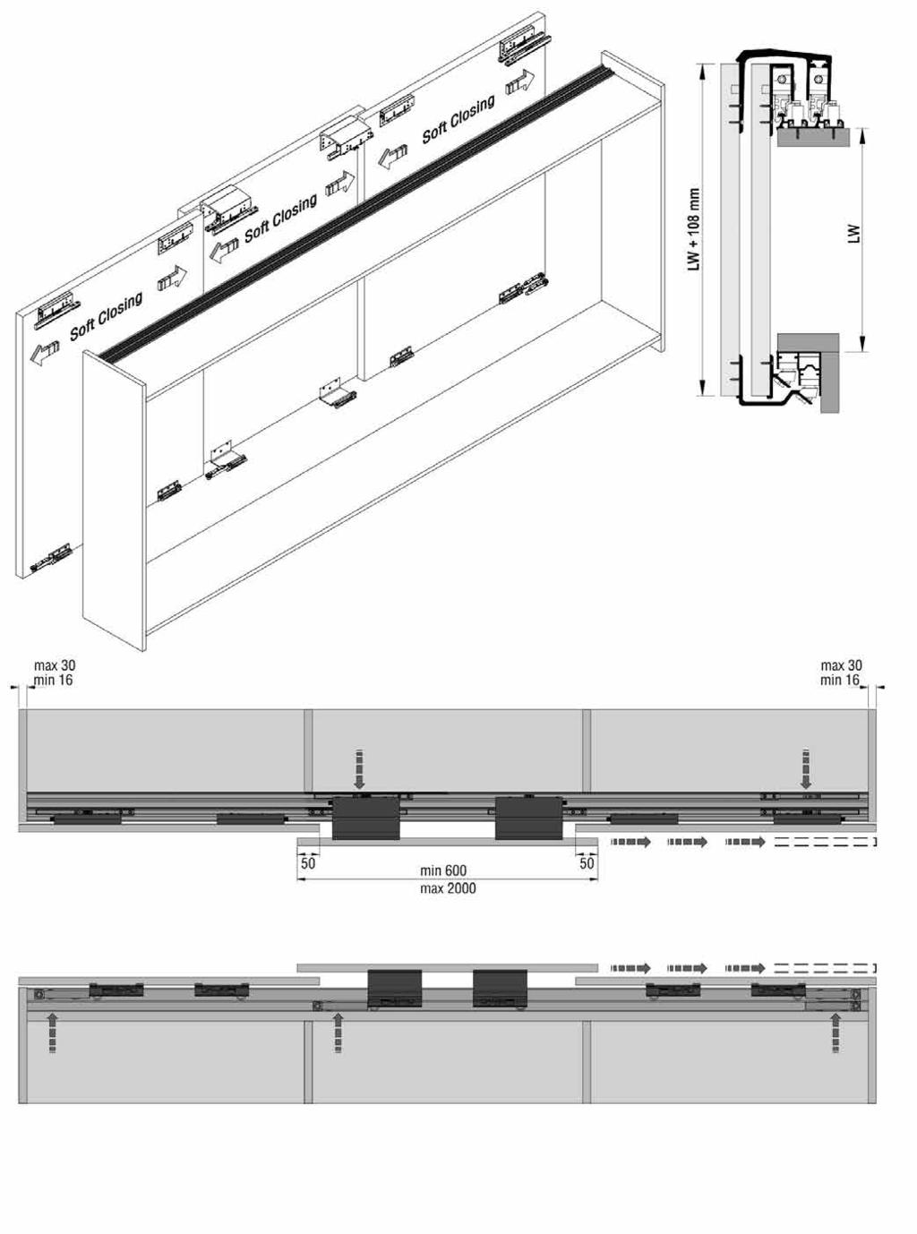 Kapak Açma Seçenekleri / Door Opening Options External door opening right side / Soft closing montage sides Dış kapak