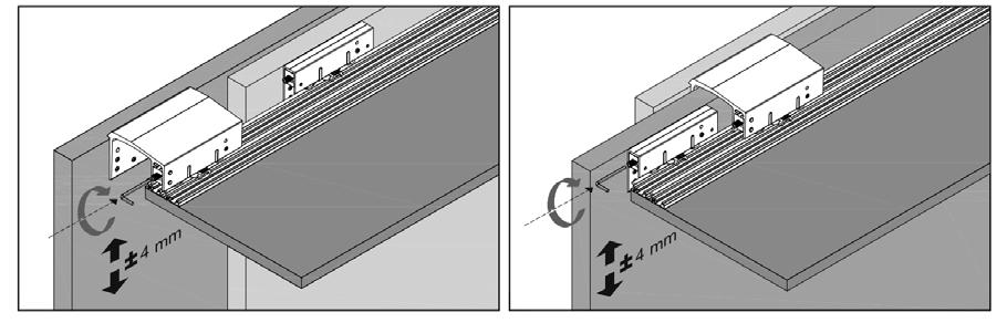 Put running rollers to upper rail after that push the bottom of door and lock the bottom slider upper and bottom rail locks will be activated automatically 9- İkinci olarak, dış kapak : alt izleyici