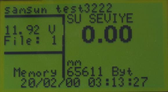 1. MENÜLER Data Logger ın LCD ekranı tam kapalı iken yukarı yön tuşuna basıldığında anlık değerleri ekranda gözükür (Şekil-2).