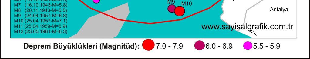 0 91,1 5,8 Gencoğlu vd.1990 M8 20.11.1943 36.55N-28.36E 35.0 72,8 5,5 Gencoğlu vd.1990 M9 24.