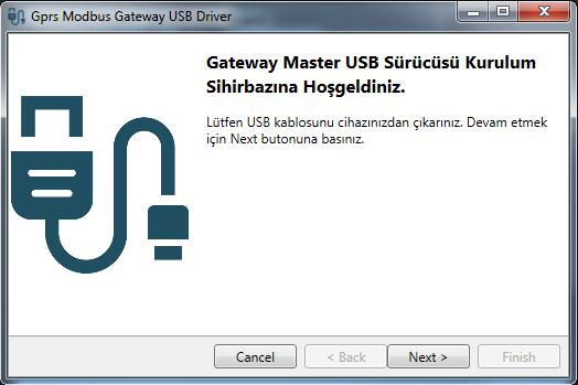 Finish butonuna tıkladıktan sonra, USB Driver kurulum ekranı gösterilir.