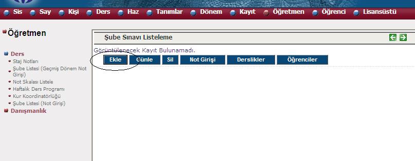 BÖLÜM REHBERĠ Sayfa: 8/11 Öğretim Elemanı nın sorumluluğunda ve Ģifresiyle yapılan iģlemdir. 3.3.1. Vize ve final not giriģi Öğretim Elemanı verilen Ģifre ile E-kayıt sayfasından giriģ yapar.