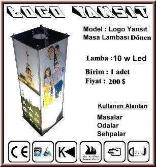 MASA LAMBASI İLE TAVANDA LOGO VE RESİMLER DÖNSÜN MARKASI : LOGO YANSIT MODELİ : LY4-DÖNEN