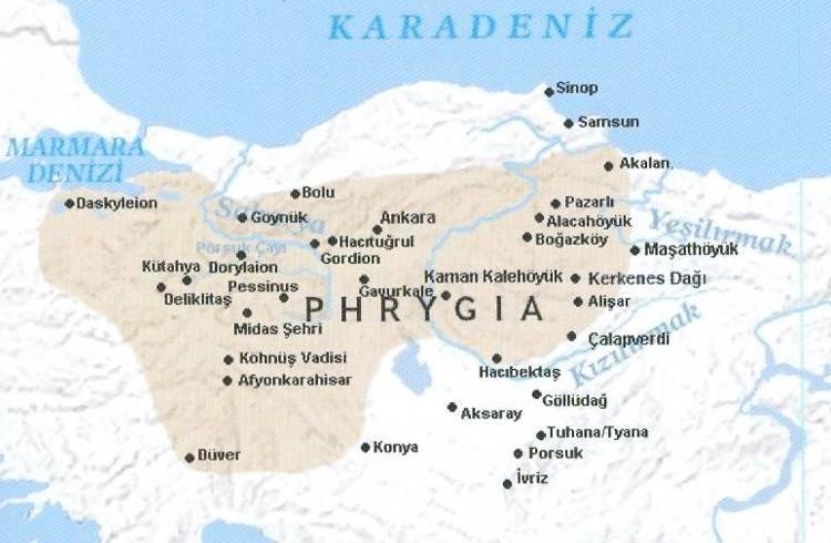 Phrygia: Batı Anadolu ile Kızılırmak arasındaki bölgedir.