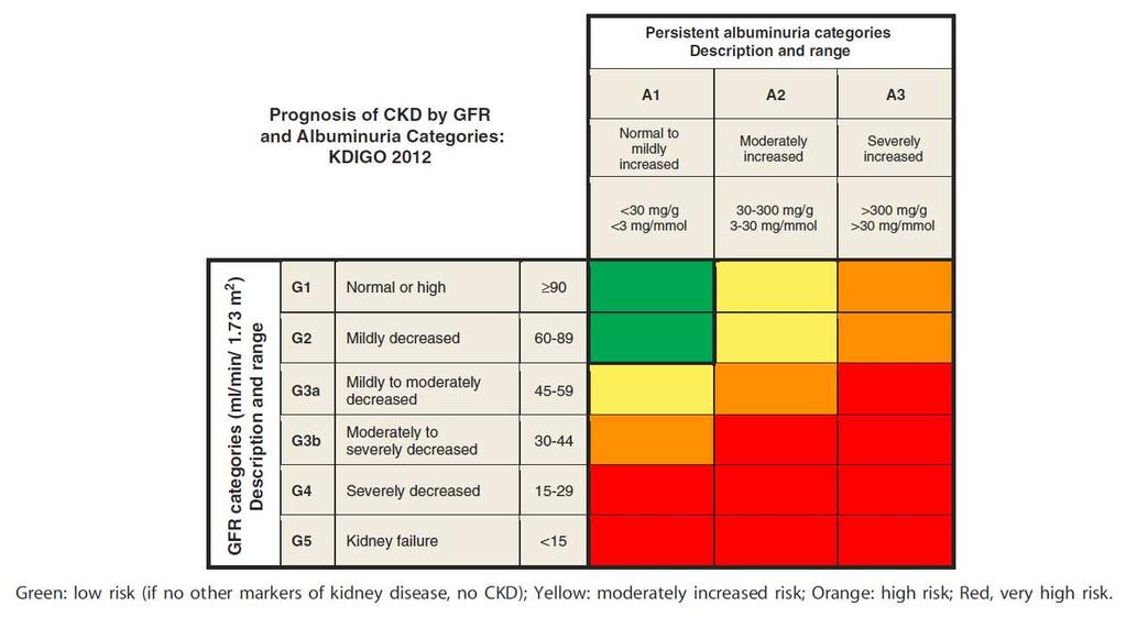 Kronik Böbrek Hastalığının Evrelemesi KDIGO (Kidney Disease Improving Global Outcomes) 2012 Clinical Practice