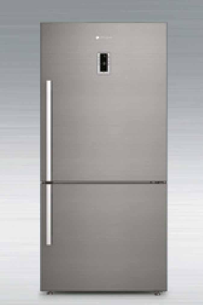 Dokunmatik ekran 318 kwh yıllık enerji tüketimi Ölçüler (YxGxD): 186x74x81 cm 48 E Kombi tipi NF buzdolabı deri desenli A+ enerji sınıfı 630 L