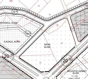 Şekil 3: Onaylı 1/1000 Ölçekli Plan Örneği GEREKÇE İnegöl İlçesi, Cerrah Mahallesi, 141 Ada, 19-20-21-22-Y:29 (E:23) Nolu Parseller 1/1000 Ölçekli Cerrah Revizyon İmar Planı kapsamında kalmakta olup,