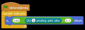 Potansiyometre ile Karakter Kontrolü Potansiyometre ile Analog pinden 0-1023 arası bir değer okuruz.