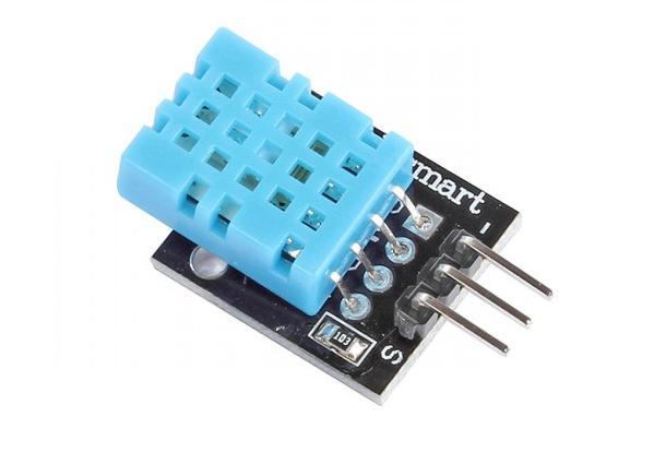 DHT11 Sıcaklık ve Nem Sensörü DHT11 sıcaklık ve nem sensörü ortamdaki sıcaklık ve nem değerlerini ölçerek dijital pin üzerinden Arduinoya aktarabilen, kullanımı ve Arduino bağlantısı oldukça basit