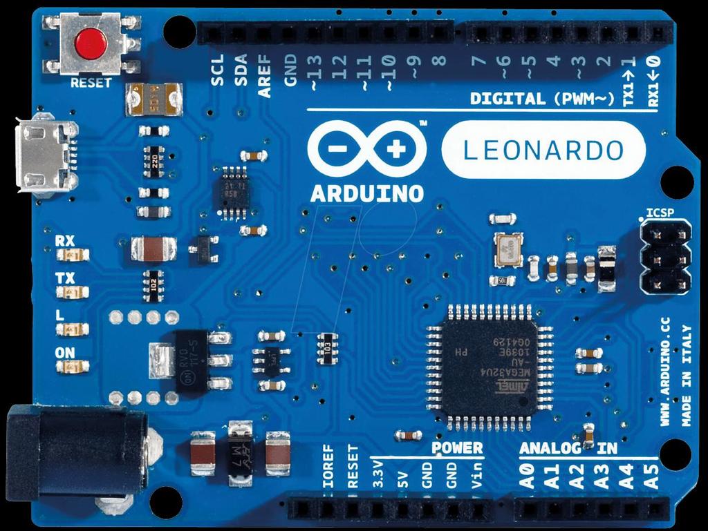 Arduino Leonardo nun üzerinde 20 adet giriş çıkış pini bulunur.