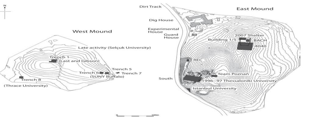 NEOLİTİKTEN KALKOLİTİK DÖNEME KADAR BOZKIR VE ÇEVRESİNDEKİ YERLEŞMELER 39 Fig. 5: Çatalhöyük Yerleşim Planı (Biehl vd.