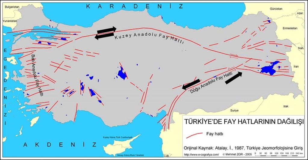 gözlenen Kuzey Anadolu ve Doğu Anadolu