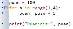 Puan değişkenine 100 değerini yükler. 3.