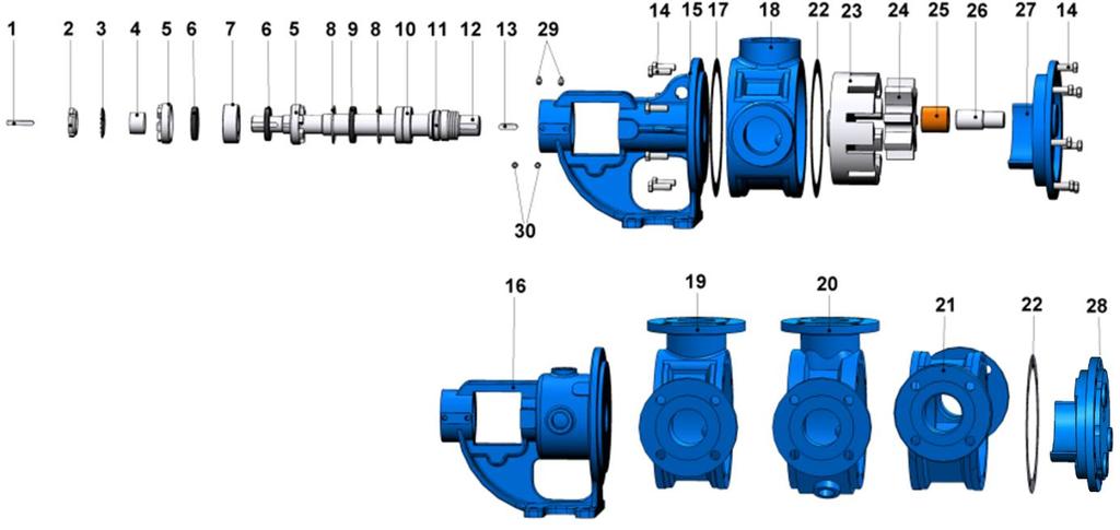 YEDEK PARÇA LİSTESİ / SPARE PARTS LIST MEKANİK SALMASTRALI, CEKETLİ VE KÖR KAPAKLI / SEALED WITH MECHANICAL SEAL, JACKETED, AND WITH BLIND COVER KAMA 8x7x50 AB COULPING KEY 8x7x50 AB 6 KONSOL