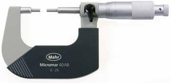 + 3-19 Micromar 4 AB Mikrometresi ölçüm yüzeyleri azaltılmış örslü DIN 863-3 Boşluk, kanal ve benzerlerini ölçmek için Sert vernikli çelik gövde Mil ve örs sertleştirilmiş çelikten yapılmıştır,