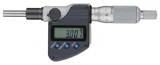 Dijital Mikrometre kafaları ; 12 mm ebatlı Fonksiyonlar Seri 350 Sıfırlama/ABS Otomatik kapanma fonksiyonu (20 dk kadar kullanılmadığında) 2 x PRESET Fonksiyon kilidi Bilgi çıkışı Dondurma fonksiyonu
