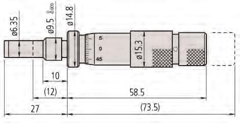 Dönmeyen milli mikrometre başlığı ±3 µm Skala tamburu ve kovanı mat krom kaplıdır Mil adımı 0,5 mm Ölçüm