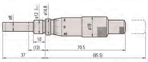 Ölçüm Mili 153-101 0-15 0,01 mm Düz(karbür tip) 9,5 mm Düz 70 153-203 0-25 0,01 mm Düz(karbür tip) 12 mm