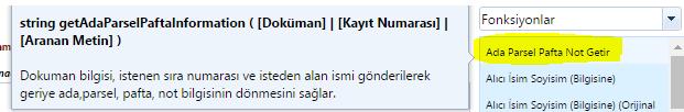 İş Akışlarında Ada,Pafta,Parsel alanlarını kullanılabilmesi için Parametre Değeri Ata adımına fonksiyon eklenmiştir.