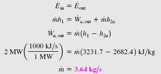 ÖRNEK Su buharı sürekli akışlı bir adyabatik türbine 3 MPa basınç ve 400 C sıcaklıkta girmekte, 50 kpa basınç ve 100 C sıcaklıkta çıkmaktadır.