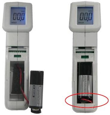 7 BAKIM 7.1 Pil değiştirme 1. Cihaz, 9 voltluk (NEDA 1604, IEC 6F22) transistor olan bir pil ile çalışmaktadır. Ekranda düşük pil sembolü çıkarsa pili değiştirmek gereklidir. 2.