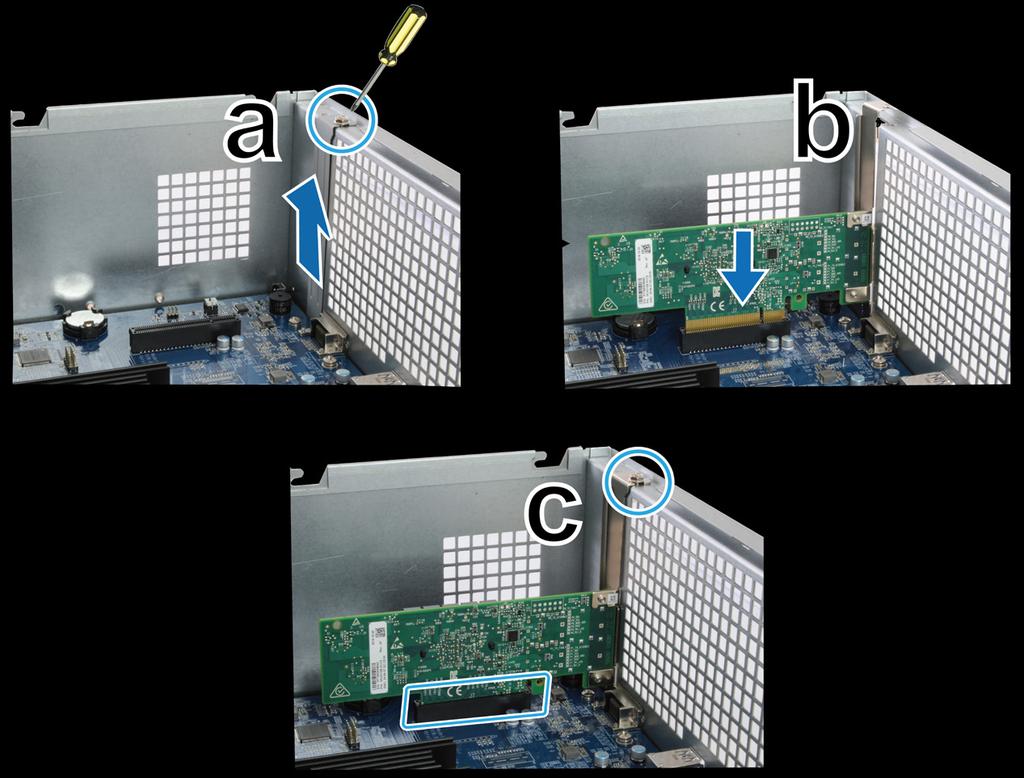 RackStation'a Ağ Arabirim Kartını Ekleme RackStation sunucunuz bir PCIe x8 eklenti ağ arabirim kartını destekler.