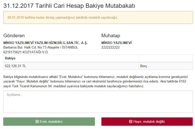 Gönderilmiş e-mutabakatlar; Bu gönderim işleminden sonra e-mutabakat durumlarını, e-posta detaylarını kontrol edebilmek için gönderilmiş e-mutabakatlar menüsünü kullanabilirsiniz.