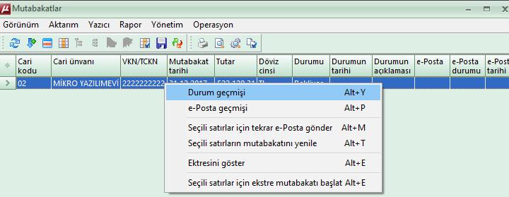 Durum geçmişinde, yanıtlar verildikten sonra red/kabul durumlarını ve açıklamalarını, yanıt zamanlarını görebilirsiniz.