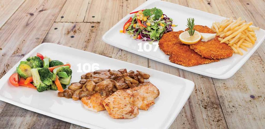 Porçini Mantar Soslu Tavuk Schnitzel Osmanlı Piliç 106 Porçini Mantar Soslu Tavuk Izgarada baharatlar ile pişirilmiş mantar sos ile