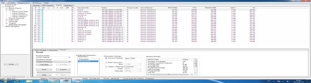 23.02.2017 00-6-7 KYS.18 TE 18 4- Select sample tıklanarak numuneler ekrana gelir.