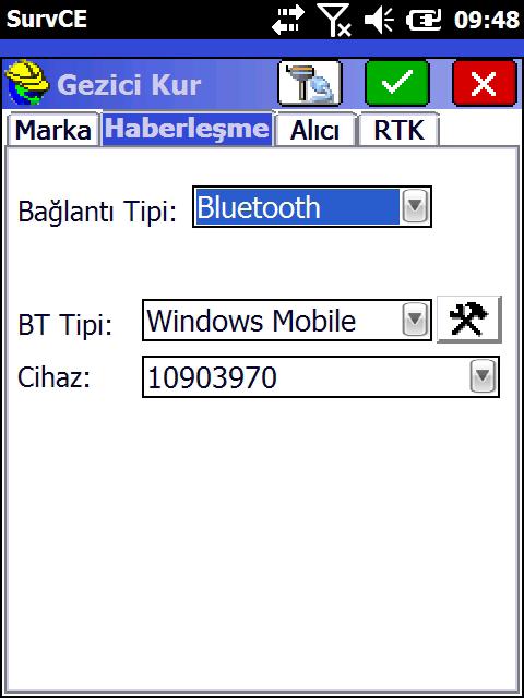 6. İnternet RTK Gezicisi Yapılandırma Ayarları Ayar menüsünde bulunan Gezici Kur seçilir.